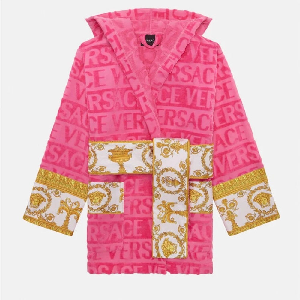 Versace luxurious hot pink terry bath robe size xl